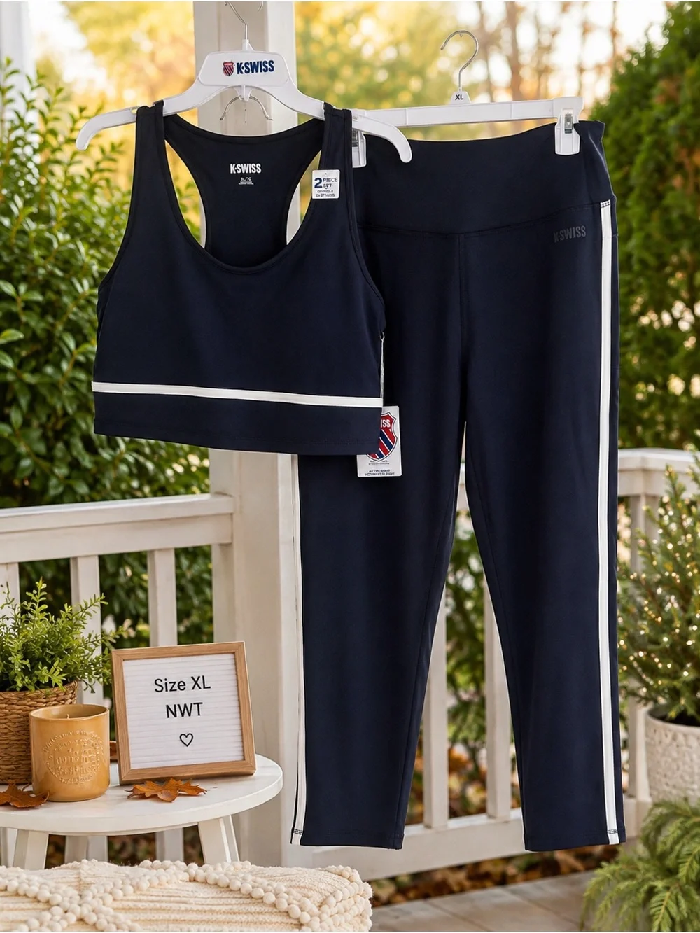 K-Swiss Women’s 2-Piece Activewear Set Size XL Black White NWT